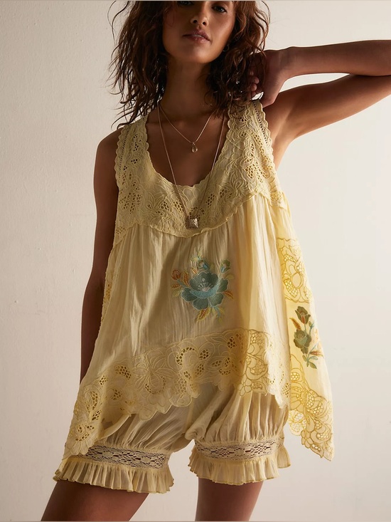 Free People Pants - Free people Eye Catcher Bloomsie Romper double butter yellow